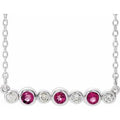 Natural Pink Tourmaline And .08 Ctw Natural Diamond Bar Necklace (Style 86706)