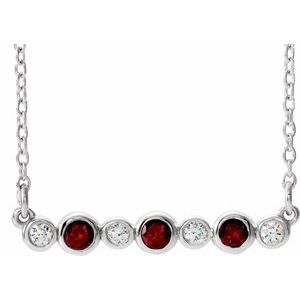Natural Mozambique Garnet And .08 Ctw Natural Diamond Necklace (Style 86706)