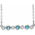 Natural Aquamarine And .08 Ctw Natural Diamond Necklace (Style 86706)