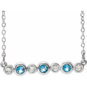 Natural Aquamarine And .08 Ctw Natural Diamond Necklace (Style 86706)