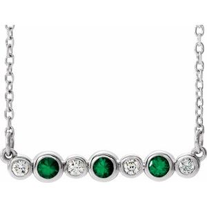 Natural Emerald And .08 Ctw Natural Diamond Necklace (Style 86706)