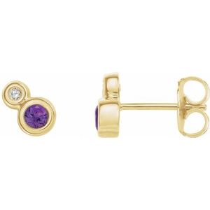 Natural Amethyst And .06 Ctw Natural Diamond Earrings (Style 86888)