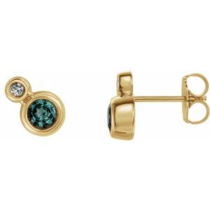 Natural Alexandrite And .06 Ctw Natural Diamond Earrings (Style 86888)