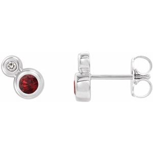 Natural Mozambique Garnet And .06 Ctw Natural Diamond Earrings (Style 86888)