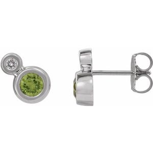 Natural Peridot And .06 Ctw Natural Diamond Earrings (Style 86888)