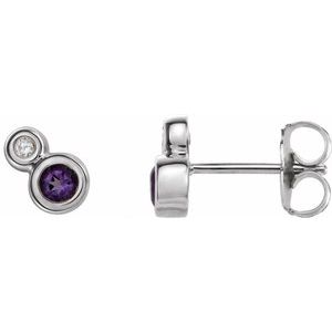 Natural Amethyst And .03 Ctw Natural Diamond Earrings (Style 86888)