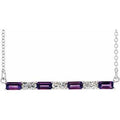 Natural Amethyst And 1/6 Ctw Natural Diamond Bar Necklace (Style 86790)