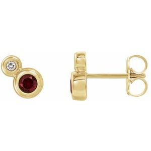 Natural Mozambique Garnet And 1/8 Ctw Natural Diamond Earrings (Style 86888)