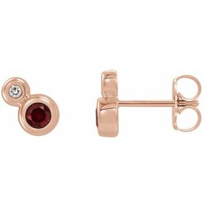 Natural Mozambique Garnet And .03 Ctw Natural Diamond Earrings (Style 86888)
