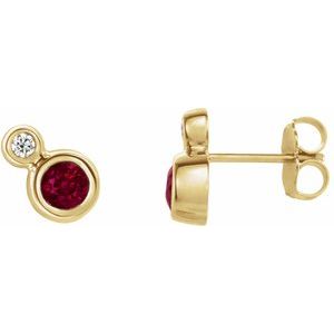 Natural Ruby And 1/8 Ctw Natural Diamond Earrings (Style 86888)