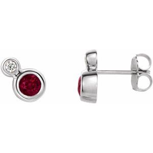 Natural Ruby And .06 Ctw Natural Diamond Earrings (Style 86888)