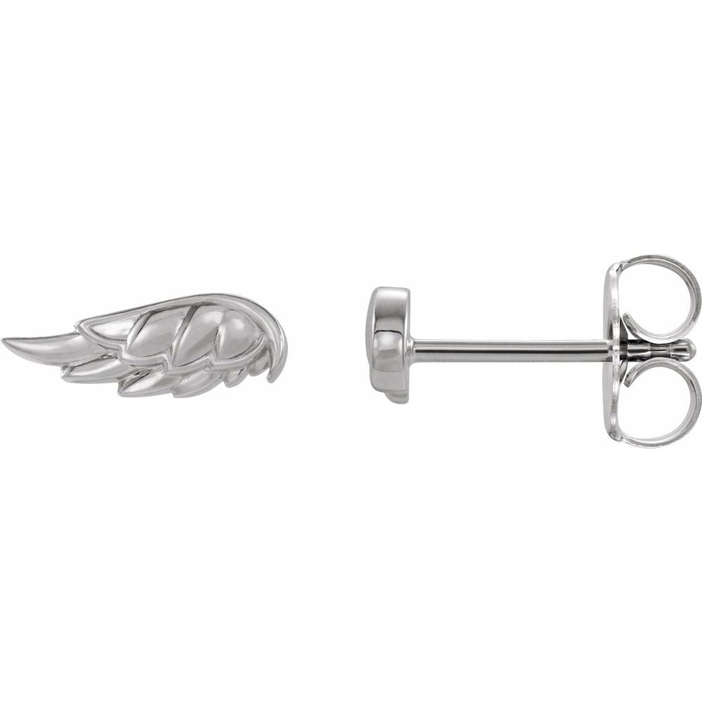14K White Gold Angel Wing Earrings