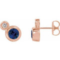 Natural Blue Sapphire And 1/8 Ctw Natural Diamond Earrings (Style 86888)