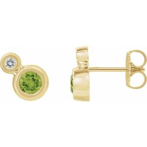 Natural Peridot And 1/8 Ctw Natural Diamond Earrings (Style 86888)