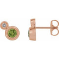 Natural Peridot And .03 Ctw Natural Diamond Earrings (Style 86888)