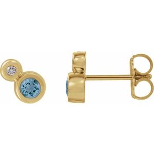 Natural Aquamarine And .06 Ctw Natural Diamond Earrings (Style 86888)