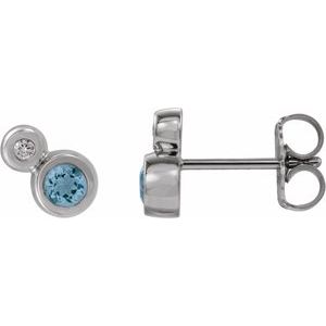 Natural Aquamarine And .03 Ctw Natural Diamond Earrings (Style 86888)