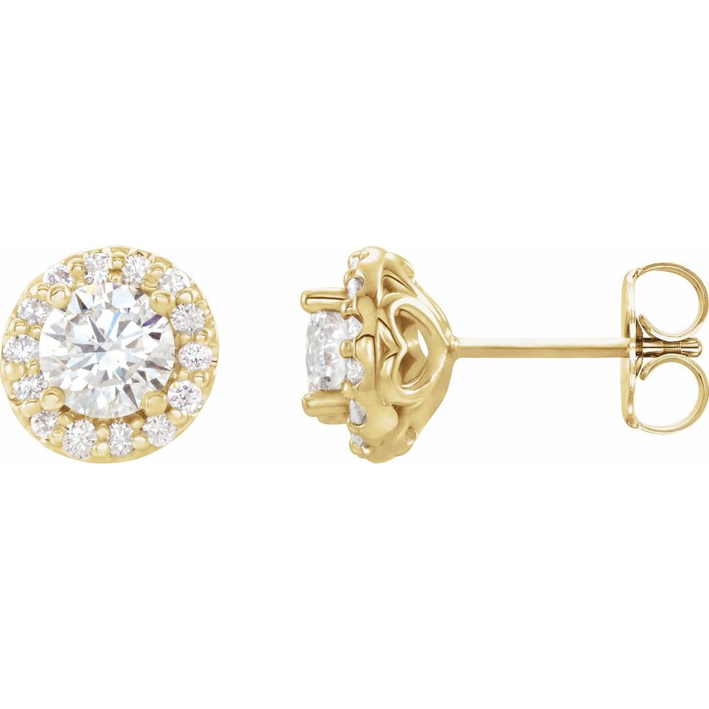 Round 4-Prong Halo-Style Earrings