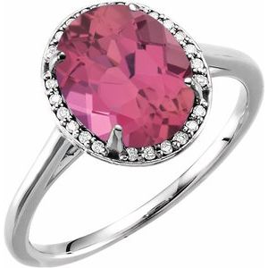 Natural Pink Tourmaline And .06 CTW Natural Diamond Ring (Style 71634)