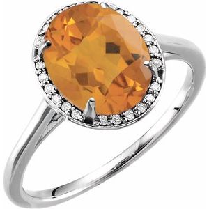 Natural Citrine And .06 CTW Natural Diamond Ring (Style 71634)