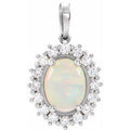 Natural Ethiopian Opal And 1/3 Ctw Natural Diamond Pendant (Style 86925)