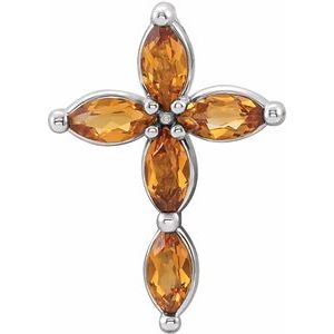 Natural Citrine Cross Pendant (Style R42377)
