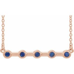 Natural Blue Sapphire Bar Necklace (Style 86840)