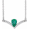 Natural Emerald And .06 Ctw Natural Diamond Necklace (Style 86814)