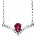 Natural Ruby And .06 Ctw Natural Diamond Necklace (Style 86814)