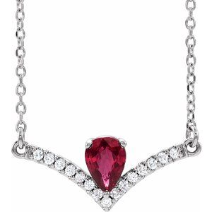 Natural Ruby And .06 Ctw Natural Diamond Necklace (Style 86814)