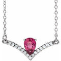 Natural Pink Tourmaline And .06 Ctw Natural Diamond Necklace (Style 86814)