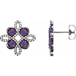 Natural Alexandrite And 1/4 Ctw Natural Diamond Earrings (Style 86367)