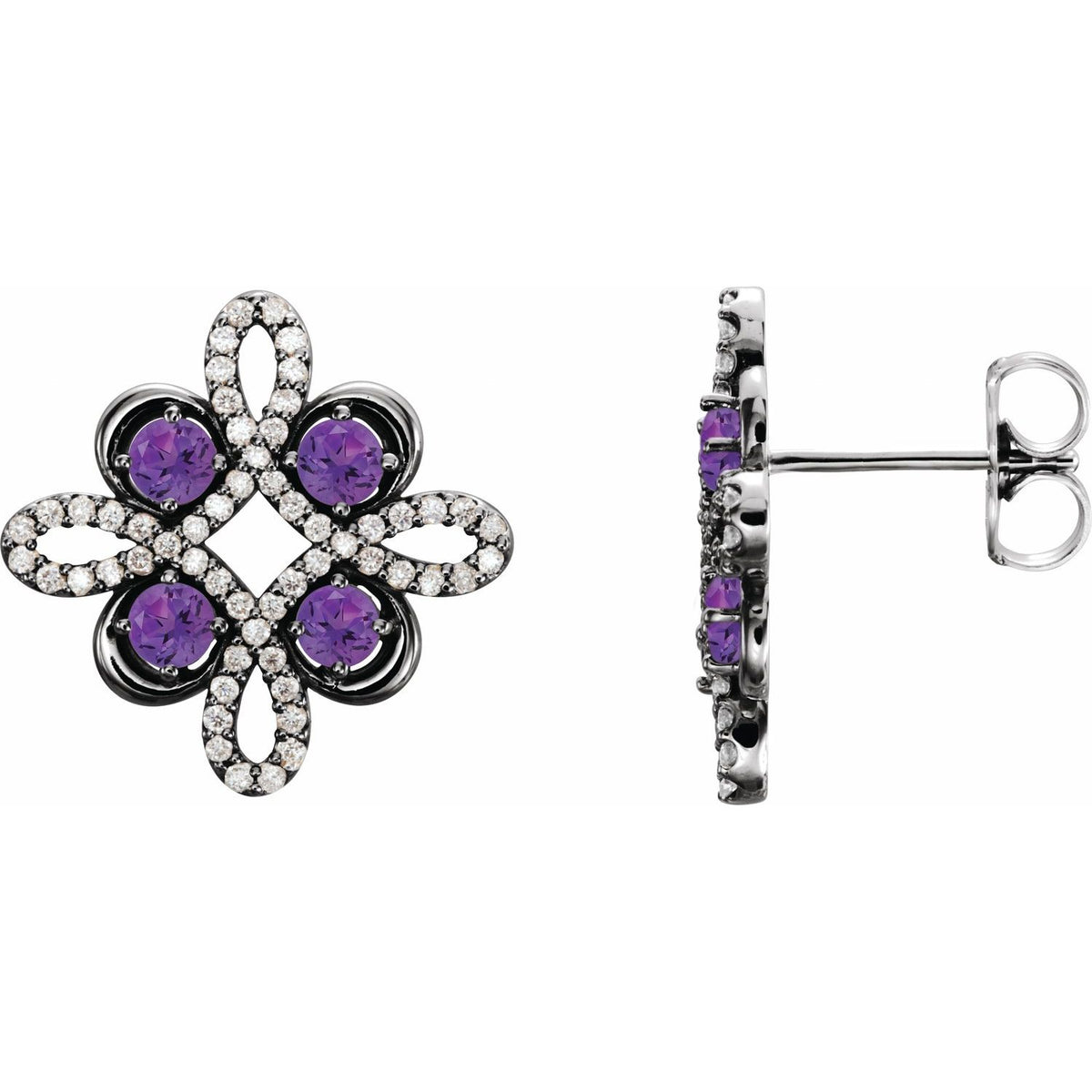 Natural Alexandrite And 1/4 Ctw Natural Diamond Earrings (Style 86367)