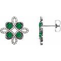 Natural Emerald And 1/4 Ctw Natural Diamond Earrings (Style 86367)