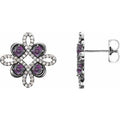 Natural Amethyst And 1/4 Ctw Natural Diamond Earrings (Style 86367)