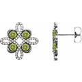 Natural Peridot And 1/4 Ctw Natural Diamond Earrings (Style 86367)