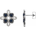 Natural Blue Sapphire And 1/4 Ctw Natural Diamond Earrings (Style 86367)