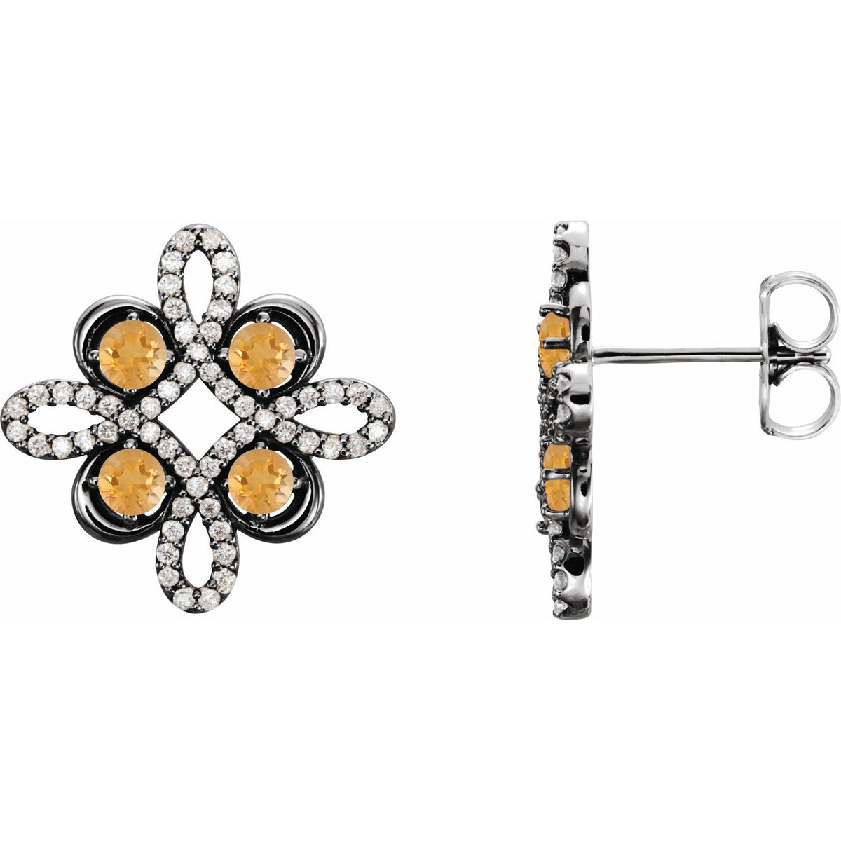 Natural Citrine And 1/4 Ctw Natural Diamond Earrings (Style 86367)