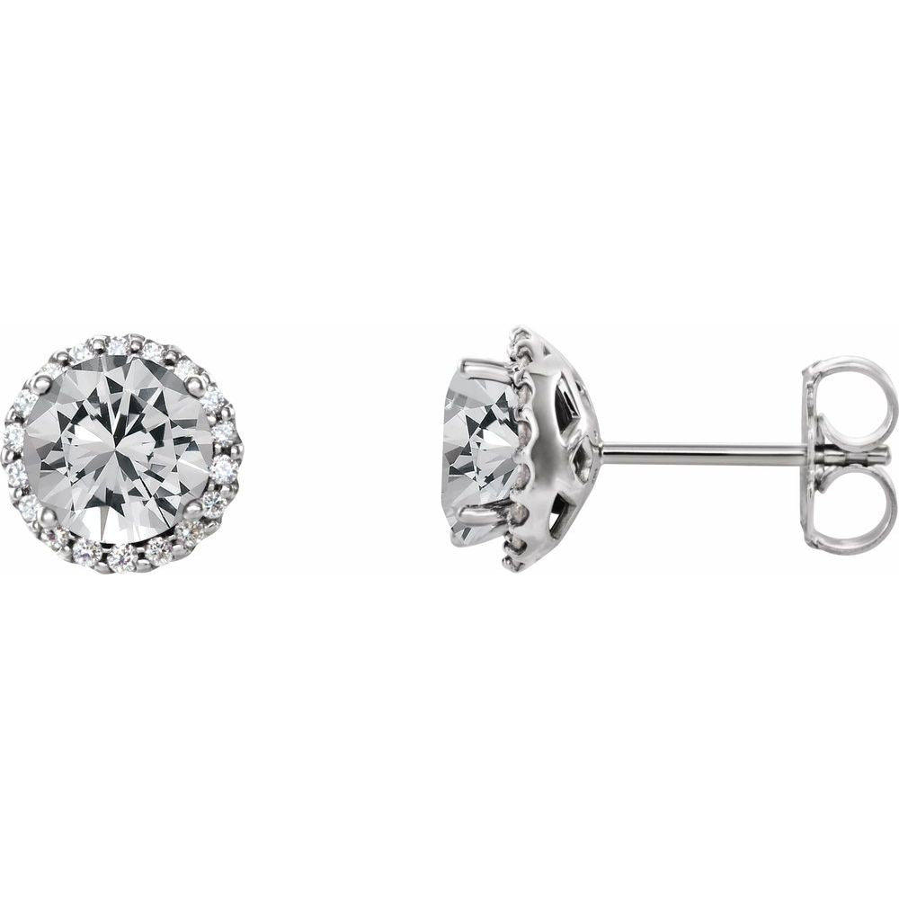 Round 4-Prong Halo-Style Earrings