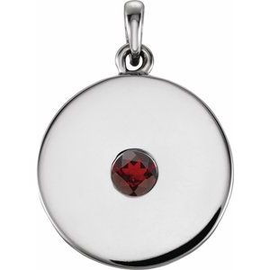 Natural Mozambique Garnet Disc Pendant (Style 86514)