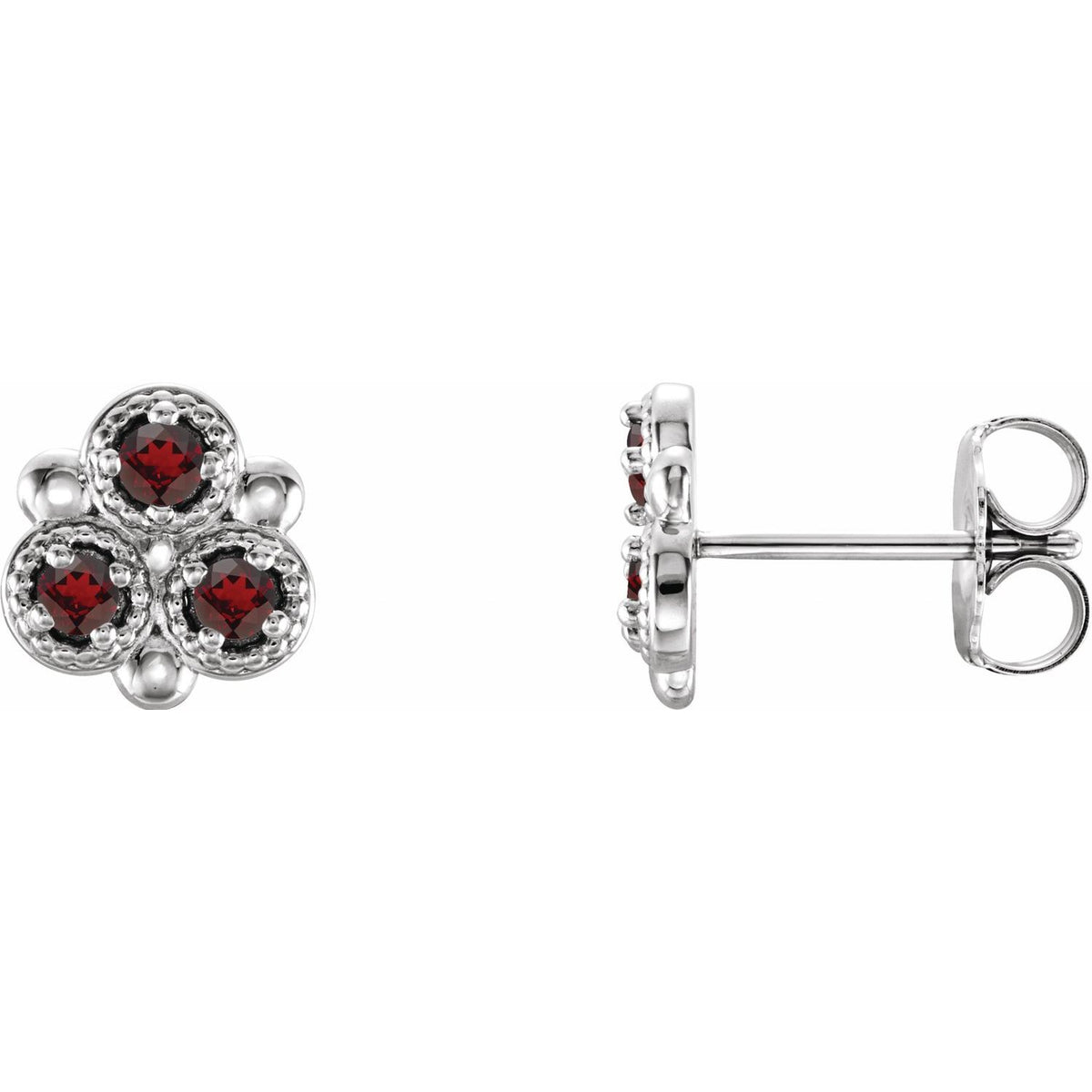 Natural Garnet Earrings With Backs (Style 86550)