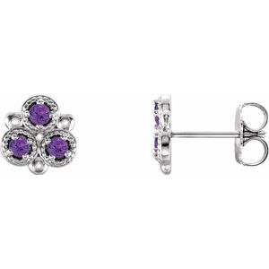 Natural Amethyst Earrings With Backs (Style 86550)