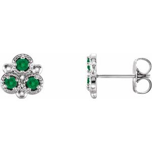 Natural Emerald Earrings With Backs (Style 86550)