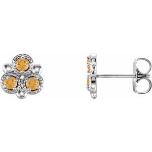 Natural Citrine Earrings With Backs (Style 86550)