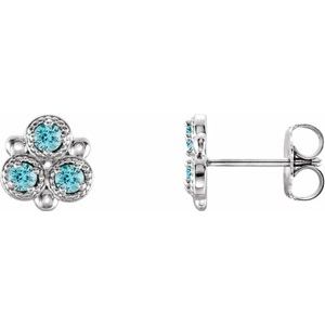 Natural Zircon Earrings With Backs (Style 86550)