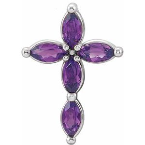 Natural Amethyst Cross Pendant (Style R42377)