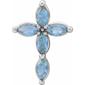 Natural Aquamarine Cross Pendant (Style R42377)