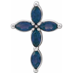 Natural Blue Sapphire Cross Pendant (Style R42377)
