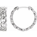 14K White Gold Chain Link Hinged 19.6 mm Hoop Earrings