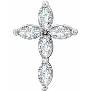 Natural White Sapphire Cross Pendant (Style R42377)
